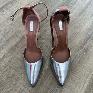 SCHUTZ Irma Pointed Toe Pump Heels Silver / Pink | Size 8